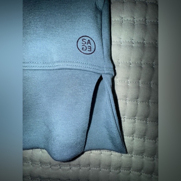 Sage Collective woman’s oversized crew neck teal-ish Blue Sweatshirt Sz L EUC - Picture 9 of 13